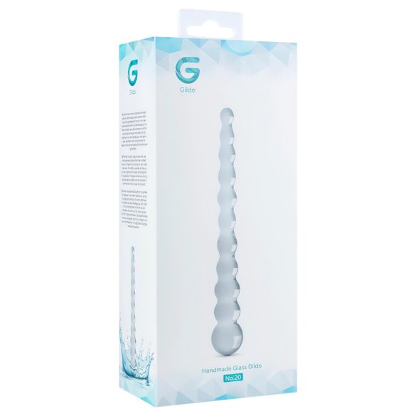 Gildo Glass No. 20 - dildo din sticlă cu textură perlată - transparent