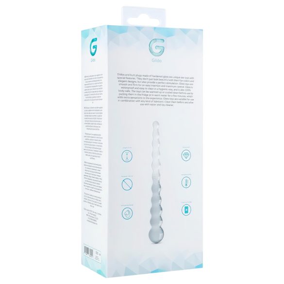 Gildo Glass No. 20 - dildo din sticlă cu textură perlată - transparent
