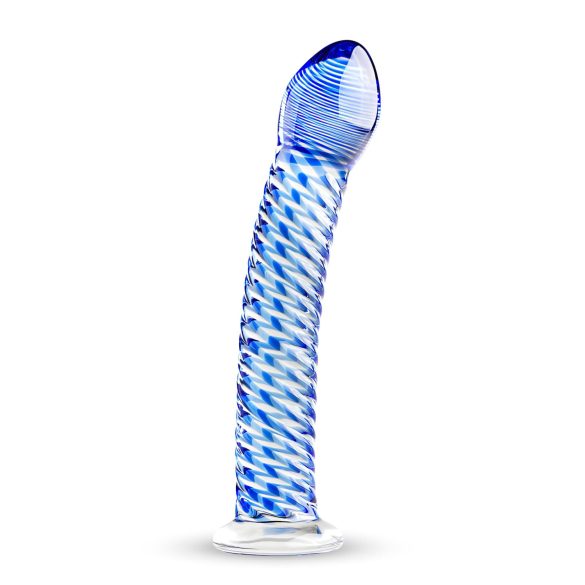 Gildo Glass Nr. 5 - dildo de sticlă spirală (transparent-albastru)