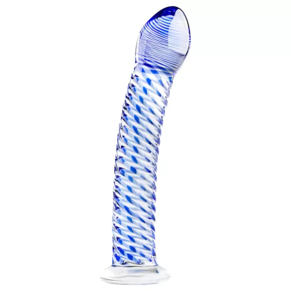 Gildo Glass No. 5 - dildo din sticlă spiralată - transparent albastru