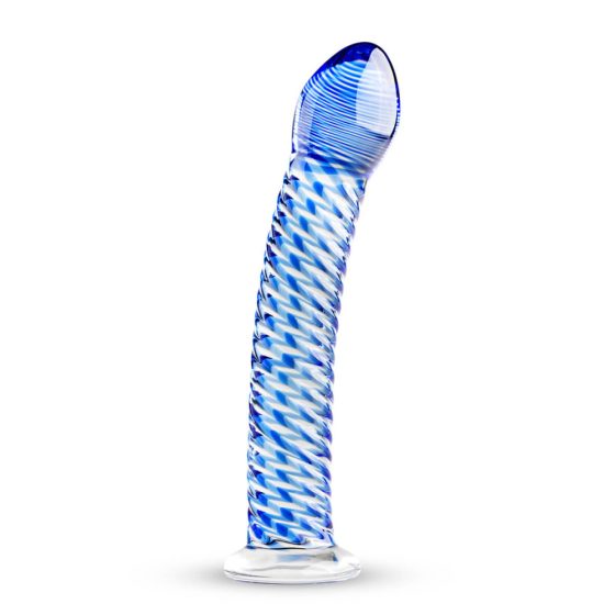 Gildo Glass Nr. 5 - dildo din sticlă spiralată (translucentă-albastră)