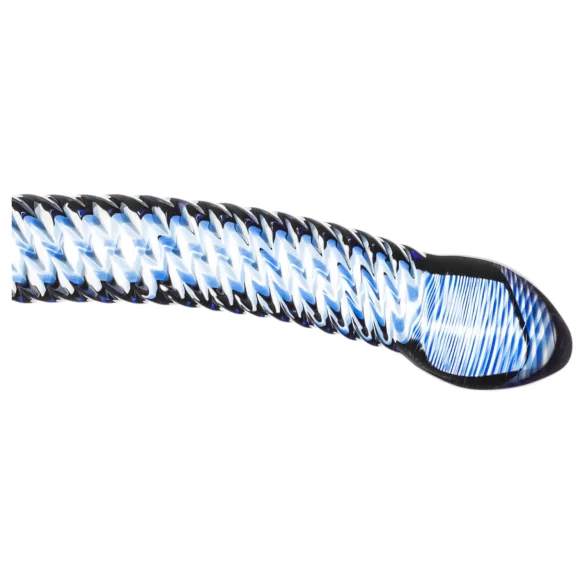 Gildo Glass No. 5 - dildo din sticlă spiralată - transparent albastru