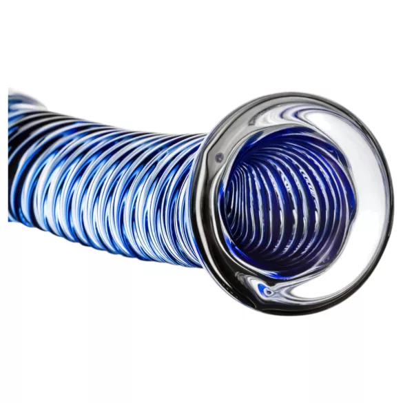 Gildo Glass No. 5 - dildo din sticlă spiralată - transparent albastru
