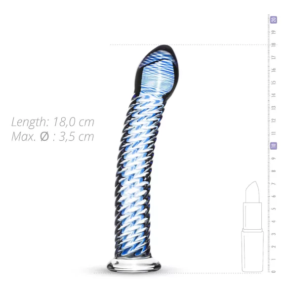 Gildo Glass No. 5 - dildo din sticlă spiralată - transparent albastru