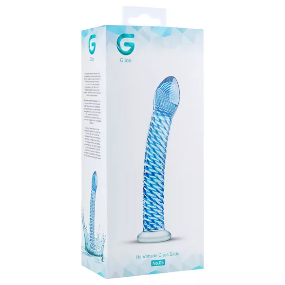 Gildo Glass No. 5 - dildo din sticlă spiralată - transparent albastru