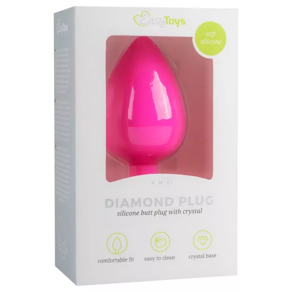 EasyToys Diamond - dop anal cu pietricică albă (mare, roz)