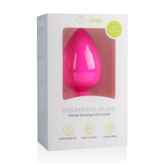 Easytoys Diamond - dildo anal mare cu piatră albă - roz