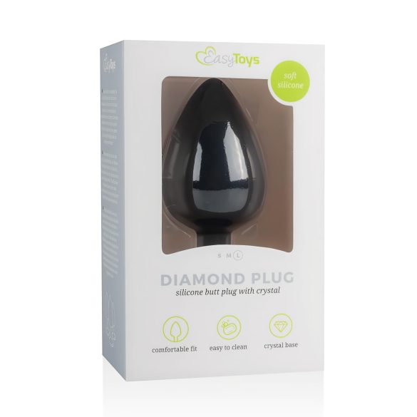 Easytoys - plug anal cu diamant - mare - negru