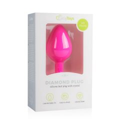   Easytoys Diamond - plug anal cu piatră albă - silicon roz mărime medie