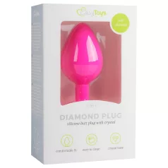   Easytoys Diamond - plug anal cu piatră albă - silicon roz mărime medie