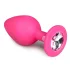 Easytoys Diamond - plug anal cu piatră albă - silicon roz mărime medie
