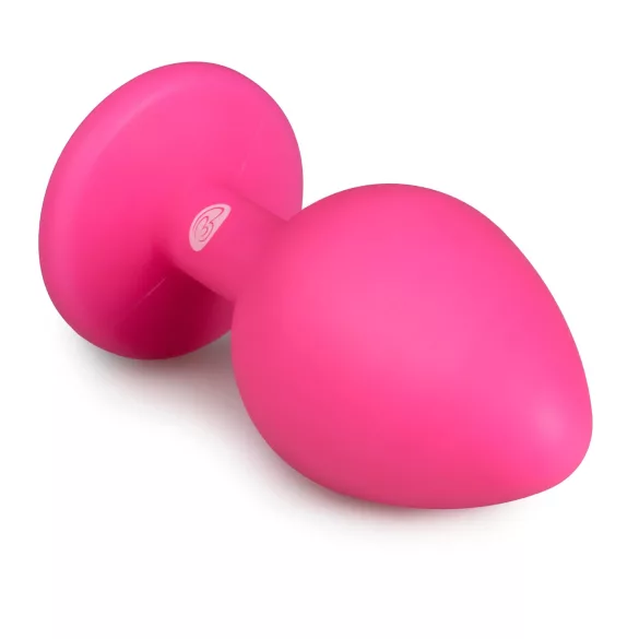 Easytoys Diamond - plug anal cu piatră albă - silicon roz mărime medie