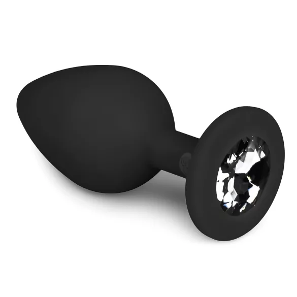 Easytoys - dop anal cu piatră strălucitoare - mărime medie - negru