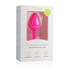 Easytoys Diamond - dildo anal cu pietre albe (mic) - roz