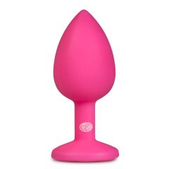 Easytoys Diamond - dildo anal cu pietre albe (mic) - roz