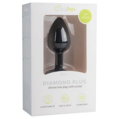 Easytoys - plug anal cu pietricea albă - mic - negru