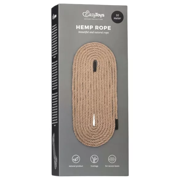 Easytoys - funie bondage cânepă - 10m - culoare naturală