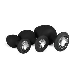 Easytoys - set plug anal cu diamant - silicon negru