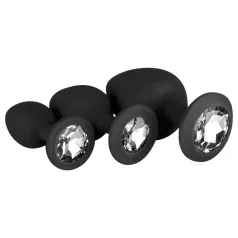 Easytoys - set plug anal cu diamant - silicon negru