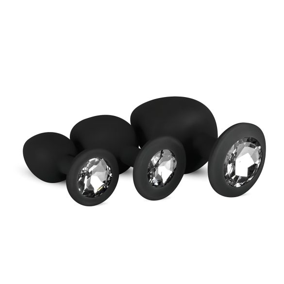 Easytoys - set plug anal cu diamant - silicon negru