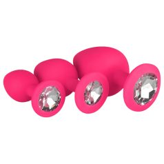 Easytoys - set dopuri anale cu diamant - silicon roz