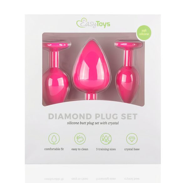 Easytoys - set dopuri anale cu diamant - silicon roz