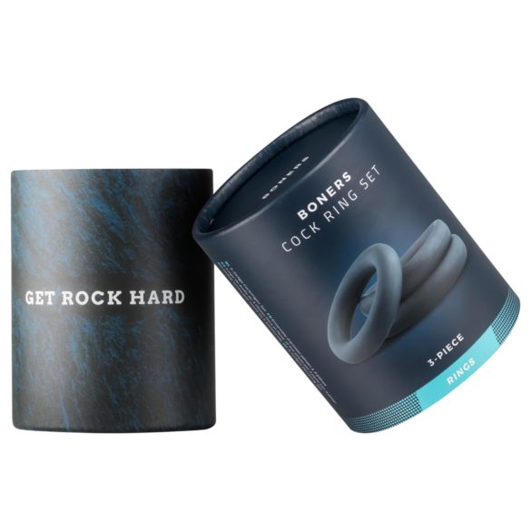 Boners - set inele pentru penis - 3 bucăți - gri
