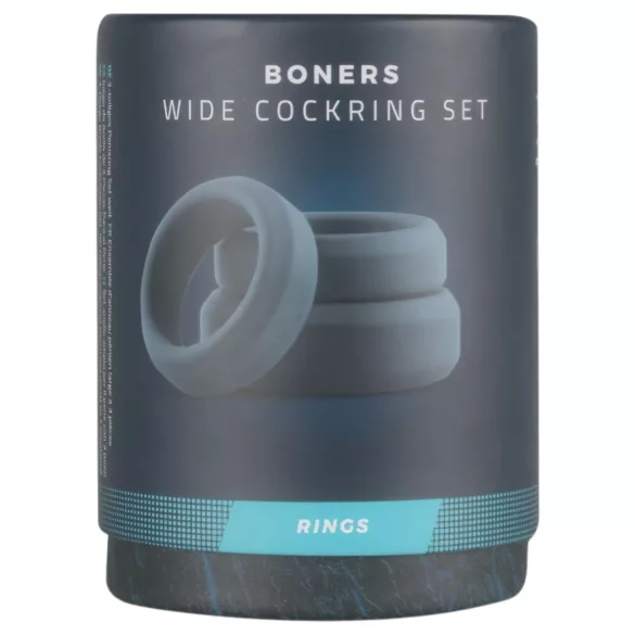 Boners - set inele pentru penis - silicon - 3 bucăți - gri