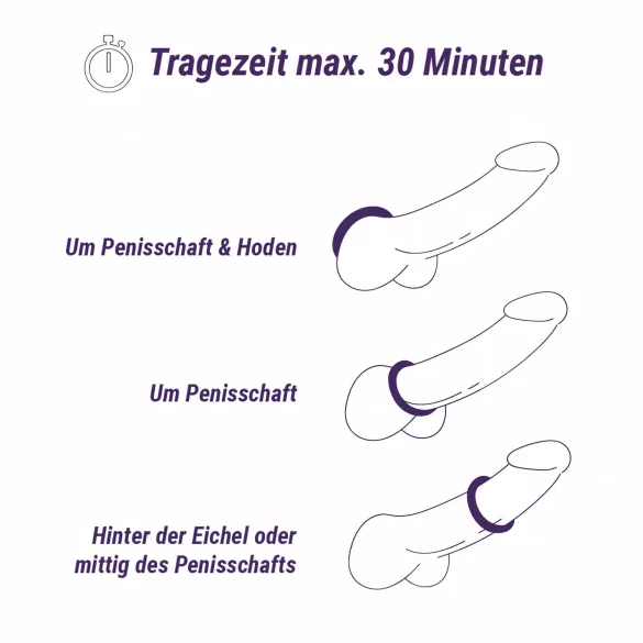 Boners - set inele pentru penis - silicon - 6 bucăți - gri