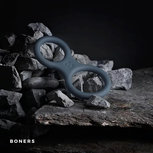 Boners Classic - inel pentru penis și testicule - silicon gri