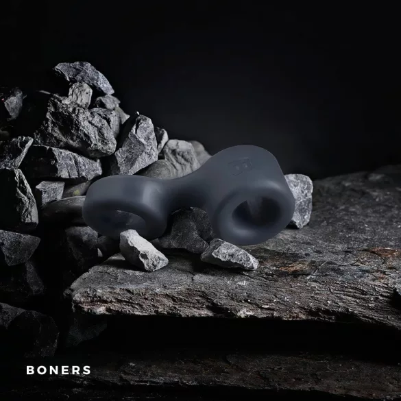 Boners - inel pentru penis și testicule - silicon gri