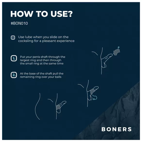 Boners - inel pentru penis și testicule - silicon, gri