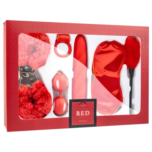 LoveBoxxx - set de bondage cu vibrații 6 piese - roșu