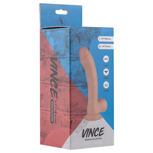 Real Fantasy Vince - dildo realist cu testicule și prepuț - 19,5cm natur