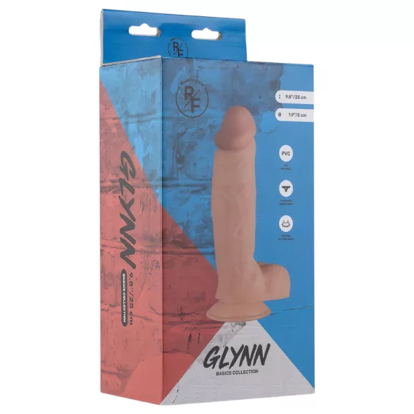 Real Fantasy Glynn - dildo realist cu testicule - 25 cm - culoare naturală