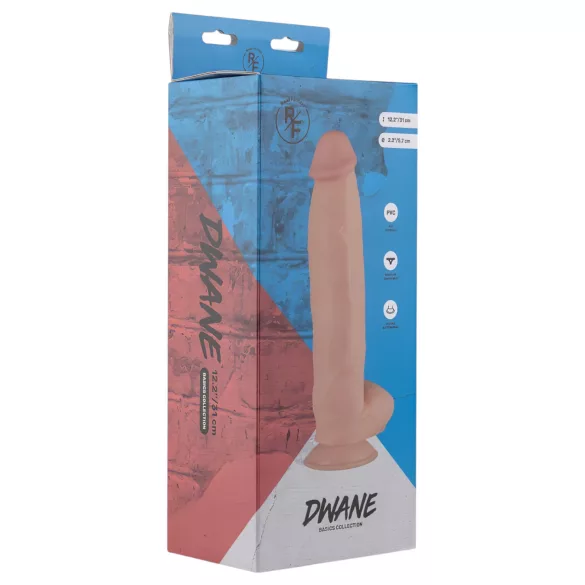 Real Fantasy Dwane - dildo realist cu testicule - 31 cm (culoare naturală)