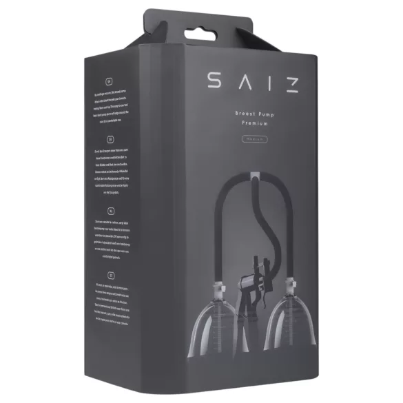 Saiz Premium - pompă dublă pentru sâni - mică - transparent/negru