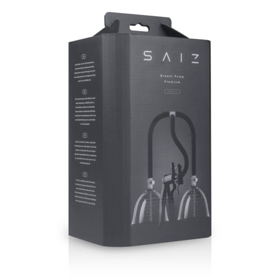 Saiz Premium - pompă dublă de sân - mică (transparentă-negru)