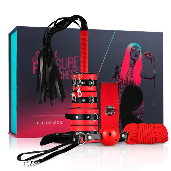 Secret Pleasure Chest - set BDSM avansat - 10 piese - roșu