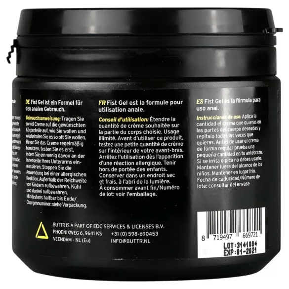 BUTTR - gel lubrifiant pe bază de apă pentru fisting - 500ml