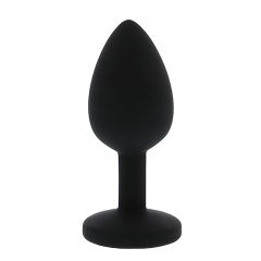   Favoritele de toate timpurile - dildo anal de silicon cu piatră mov (negru)