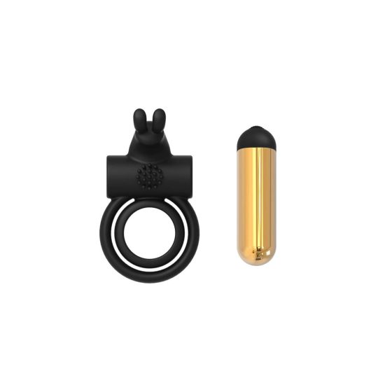 Elite Joel - inel vibrator pentru testicule și penis cu baterie (negru)