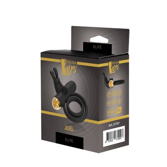 Elite Joel - inel vibrator pentru testicule și penis cu baterie (negru)