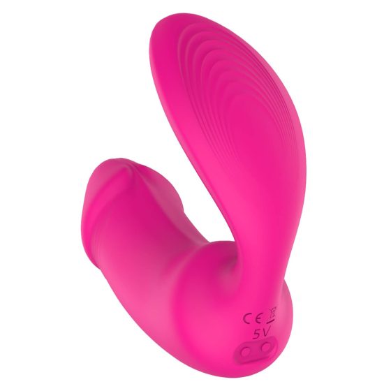Vibes of Love Duo - vibrator clitoridian 2 în 1 cu acumulator și telecomandă radio (roz)