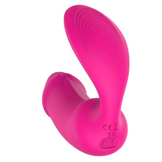 Vibes of Love Duo - vibrator clitoridian 2 în 1 cu acumulator și telecomandă radio (roz)
