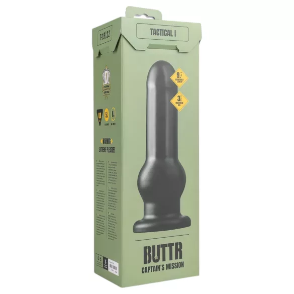 BUTTR - dildo cu ventuză - design tactic - silicon negru