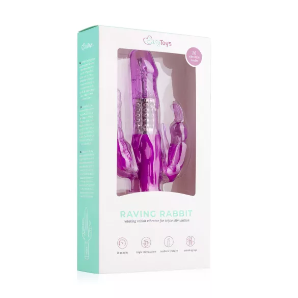 Easytoys Raving Rabbit - vibrator cu 3 brațe (roz)