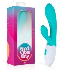   Good Vibes Only Blis Rabbit - Vibrator cu braț clitoridian și baterie încorporată (turcoaz)