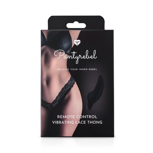 Pantyrebel - chiloți tanga cu vibrator wireless - dantelă neagră (S-L)