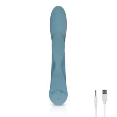   Bloom Violet Rabbit - vibrator rotund cu punctul G și cu stimulator de clitoris, cu baterie încorporată (turcoaz)